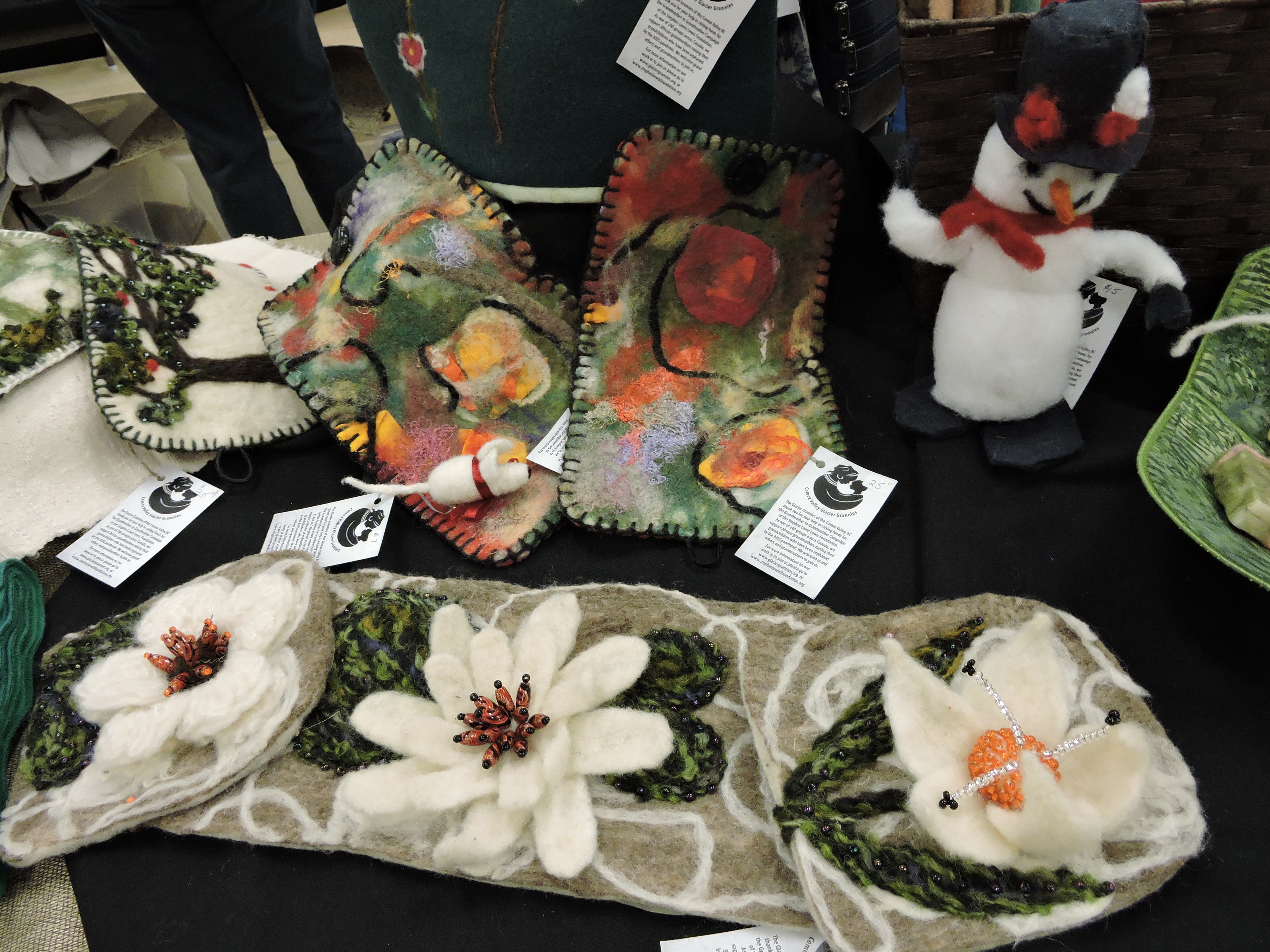 Felted items made by Glacier Grannies 2014